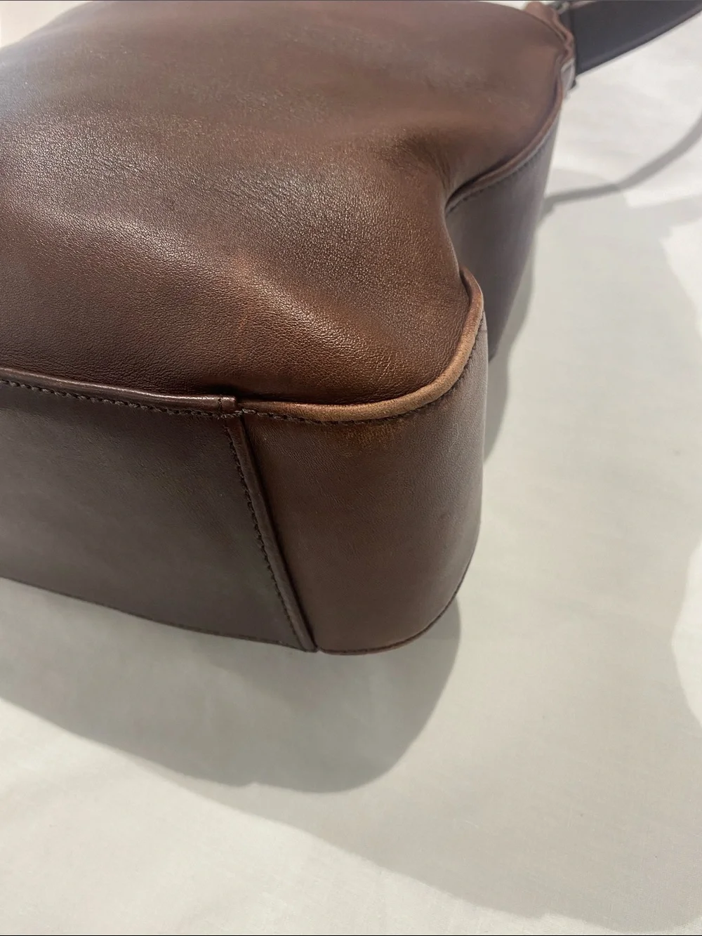 Coach 9180 USA Brown Leather Shoulder Bag with Front Slip Pocket